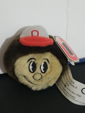 Ohio State Plush BRUTUS BUCKEYE Mascot Lapel Pin PLUSHIE RARE Unique Soft OSU Cover