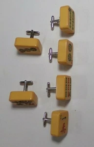 PAIR OF CUSTOM MADE MAH JONG VINTAGE BAKELITE CUFFLINKS cl88cr v88cr - Picture 1 of 7