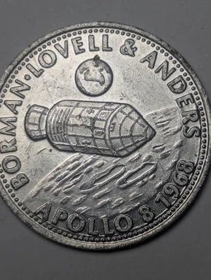 UK Werbemedaille SHELL, Man in Flight, Borman, Lovell & Anders, Apollo, 1968 - Bild 1 von 2