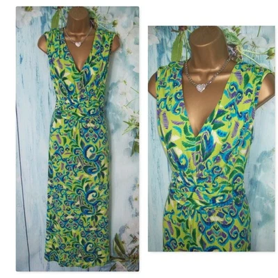 NEW ROMAN MAXI DRESS SIZE 14, Abstract Paisley Print Stretch Summer Maxi Dress - Imagem 1 de 4