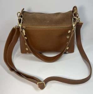Hammitt Bryant Medium Satchel Brown Suede & Leather Crossbody Gold Hardware READ - Picture 1 of 22