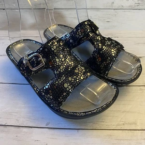 Sandalias Alegria para mujer 37 negras brillantes estrás zapatos cómodos correderas con tiras - Imagen 1 de 17