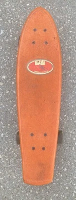 Monopatín MAKAHA Cheddar Cheese naranja 22x6” ruedas verdes profesionales vintage años 70 Foto 1 de 4