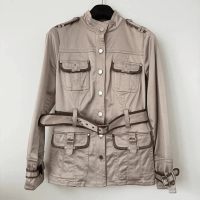 Star By Julien Macdonald Women Jacket Size 14 Beige Military Style Belted - Image 1 of 4