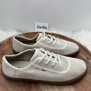 Toms Damenschuhe Größe 6,5 Beige Canvas Schnürschuhe Gummisohle Niedrig Freizeit Gewebt - Bild 1 von 13