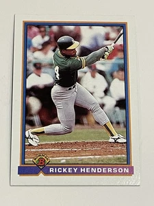1991 Bowman Baseball #213 - Rickey Henderson - Oakland Athletics - Picture 1 of 2