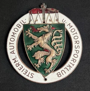 STEIERM AUTOMOBILE MOTORSPORT KLUB CLUB AUSTRIA VINTAGE ENAMEL CAR BADGE EMBLEM - Picture 1 of 8