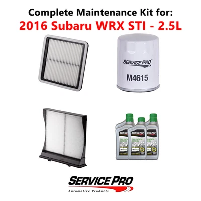 2016 Subaru WRX STI 2.5L Complete Air, Oil & Cabin Filter Kit (5W-30) - Image 1 of 4