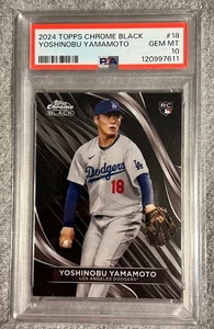 Yoshinobu Yamamoto 2024 Topps Chrome Black RC #18 - PSA 10 - Los Angeles Dodgers - Picture 1 of 2