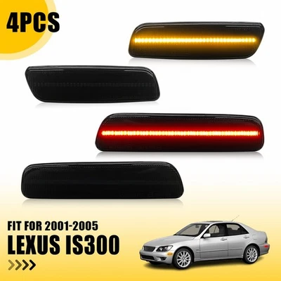 For 2001-2005 Lexus IS300 LED Bumper Side Smoked Marker Light Front Rear Set 4PC - Image 1 of 4