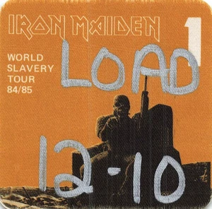 Iron Maiden Backstage Pass 1984-1985 variante de pase de tela amarilla - Imagen 1 de 2