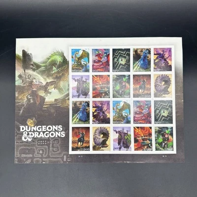 Dungeons & Dragons 2023 USPS Forever Stamps Sheet of 20 Medieval Fantasy - Image 1 of 4
