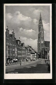 Ansichtskarte Landshut /Ndb., Straßenpartie mit Geschäften am Dom - Bild 1 von 2