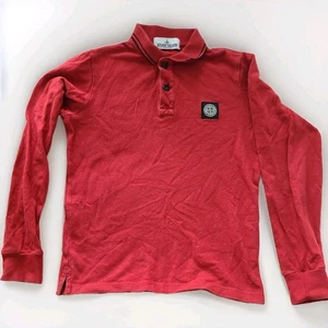 Stone Island - Red Long Sleeve Polo Shirt Age 8 Pre Loved - Picture 1 of 5
