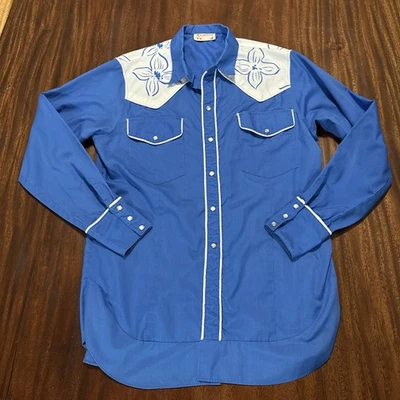 Vintage Western Pearl Snap Shirt Very Unique Design (Rare) No Size Fits Likke M - Image 1 of 4