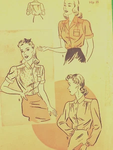 1940s Advance 2963 Button Up/Front & Back Yoke Shirt/Blouse Sz 14 B32 Complete - Picture 1 of 6