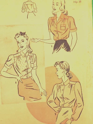 1940s Advance 2963 Button Up/Front & Back Yoke Shirt/Blouse Sz 14 B32 Complete - Image 1 of 4