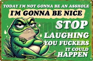 HUMOUR FROGS Rustic Look Vintage Tin Metal Sign Man Cave, Shed-Garage & Bar Sign - Picture 1 of 2