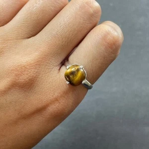 Tigerauge Edelstein 925 massiv Silber Handarbeit Böhmisch Damen Schmuck Ringe M544 - Bild 1 von 4