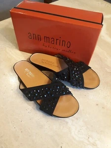 Ann Marino, by bettye muller, Gemma slides, with blk studs ,sz9, padded insole. - Picture 1 of 8