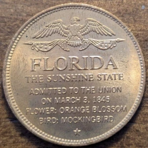 1845 Tallahassee, Florida FL 27o estado Sunshine State Shell ficha de gas - Imagen 1 de 4