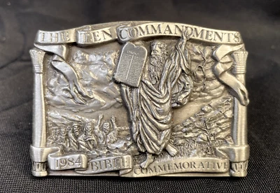 Los Diez Mandamientos 1984 Biblia Conmemorativa Cinturón Hebilla Bergamota Foto 1 de 4