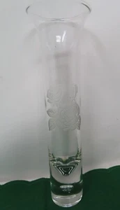 Geätzte Rose Kristall Knospe Vase 8" hoch skandinavisches Glas Design Blase - Bild 1 von 5