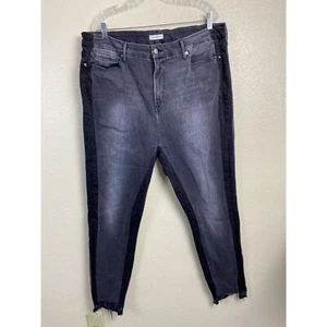 Good American Good Leg Two Tone Stretchy Skinny Black Jeans Women Plus Size 24 - Picture 1 of 15