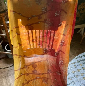 Sarong A. Galli Made in Italy Giallo Caldo Arancio Rosso Batik Ombre - Foto 1 di 7