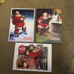 3er Set limitierte Auflage Coca-Cola Weihnachtskarten mit Vintage Weihnachtsmann leer innen - Bild 1 von 9