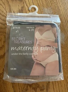 2 Pair Secret Treasures Maternity Panty Size Large Nude Black Under Belly Soft - Picture 1 of 1
