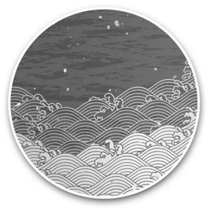 2 x Vinyl Stickers 7.5cm (bw) - Japanese Golden Great Wave #38609 - Afbeelding 1 van 9