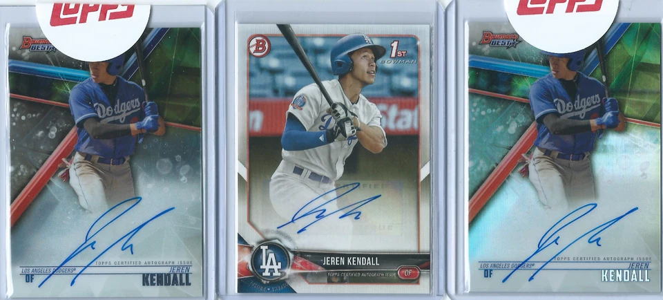 Jeren Kendall 2018 Bowmans Best Base & Refractor Autos & 2018 Bowman Paper Auto - Image 1 of 1