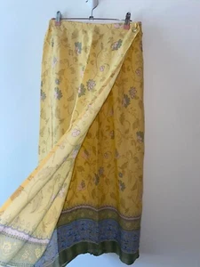 Bohemian Wrap Skirt Size 12 Floral Yellow Long Vintage Retro Peasant Gypsy Boho - Picture 1 of 12