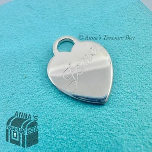 Tiffany & Co. 925 Plata "Janet" Grabado Corazón en Blanco Etiqueta Dije Colgante (bolsa) - Imagen 1 de 3