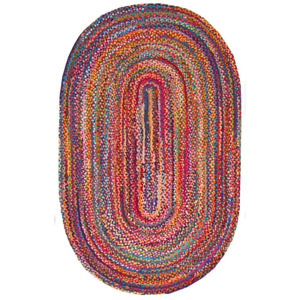 Tammara Colorful Braided Multi Indoor Oval Rug Striped Bohemian Style 5 x 8 ft.