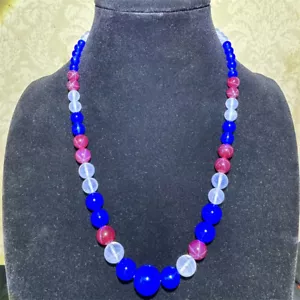 Collar de cuentas de zafiro rubí estrella cuentas redondas coloridas creado en laboratorio de alta calidad - Imagen 1 de 6