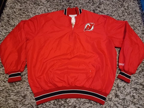 Vintage 90s windbreaker NHL hockey New Jersey Devils quarter zip delong XL Cover