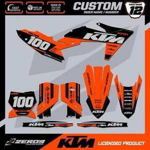 KTM MOTOCROSS GRAPHICS, CUSTOM MX GRAPHICS KIT , SX SXF EXC EXCF ZOOM BLK/ORG - Picture 1 of 8