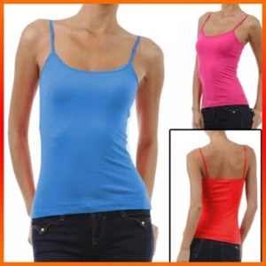 CAMI Camisole with Built in Shelf BRA Adjustable Spaghetti Strap Layer Tank Tops - Picture 1 of 20
