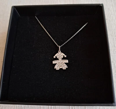 catenina con ciondolo bambolina oro bianco - Immagine 1 di 4