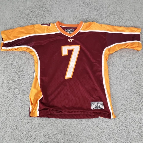 VINTAGE Virginia Tech Hokies Jersey Men Large Red Orange 7 Michael Vick Football Cover