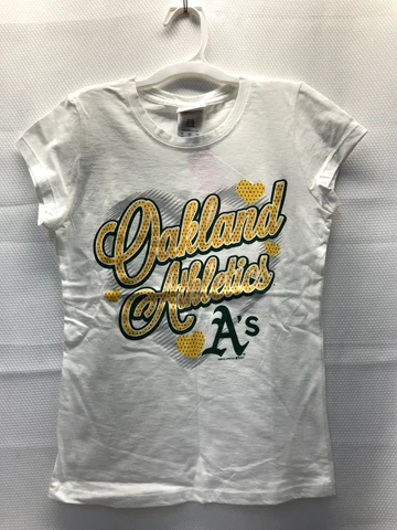 MLB Oakland Athletics Girls Glitter Graphic Short Sleeve Girls Large 10/12 Cover