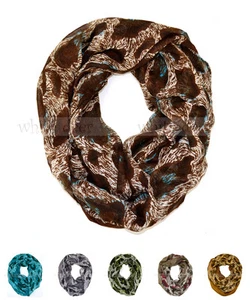 Leopard Cheetah Wild Animal Print Block Circle Loop Wrap Infinity Scarf Casual - Imagen 1 de 8