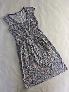 Boden Pastel Paisley Floral Fit & Flare Dress Size 6P Coastal Cottagecore Boho - Picture 1 of 10