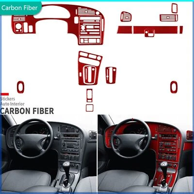 Kits de molduras de actualización interior completo de fibra de carbono roja de 20 piezas para Saab 9-5 1999-2005 Foto 1 de 4