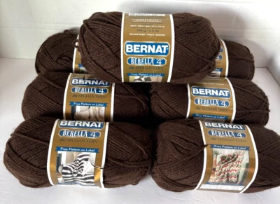 Bernat Berella "4" 7 Skeins Dark Taupe #01013 3.5 oz Acrylic Yarn Discontinued - Image 1 of 4