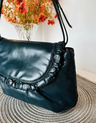 Aba de babado MORRIS MOSKOWITZ couro ombro/transversal/embreagem verde profundo 12x6x2 - Imagem 1 de 4