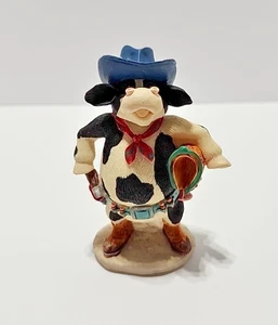 Russ Berrie Company Home On The Range Small Cowboy Cow Figure/Statue - Picture 1 of 10