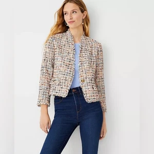 Blazer Ann Taylor para mujer confeti multicolor tweed flecos talla 8 nuevo con etiquetas precio de venta sugerido por el fabricante $179 - Imagen 1 de 9